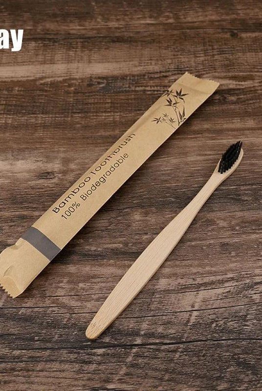 Travel Essentials - Toiletries Bamboo Toothbrush Individually Wrapped Disposable for Travel - Set of 3