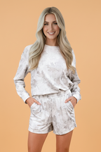 Ensemble haut pull et short taille élastiquée imprimé camouflage érable
