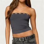 Women's gray bandeau top, stretchy fabric, casual wear