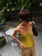 Women's yellow bandeau top in lightweight fabric for casual outings