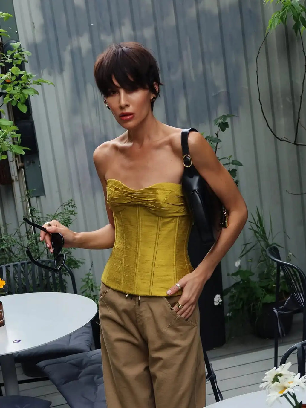 Women's yellow bandeau top, summer style, perfect for casual outings