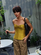 Women's yellow bandeau top, summer style, perfect for casual outings