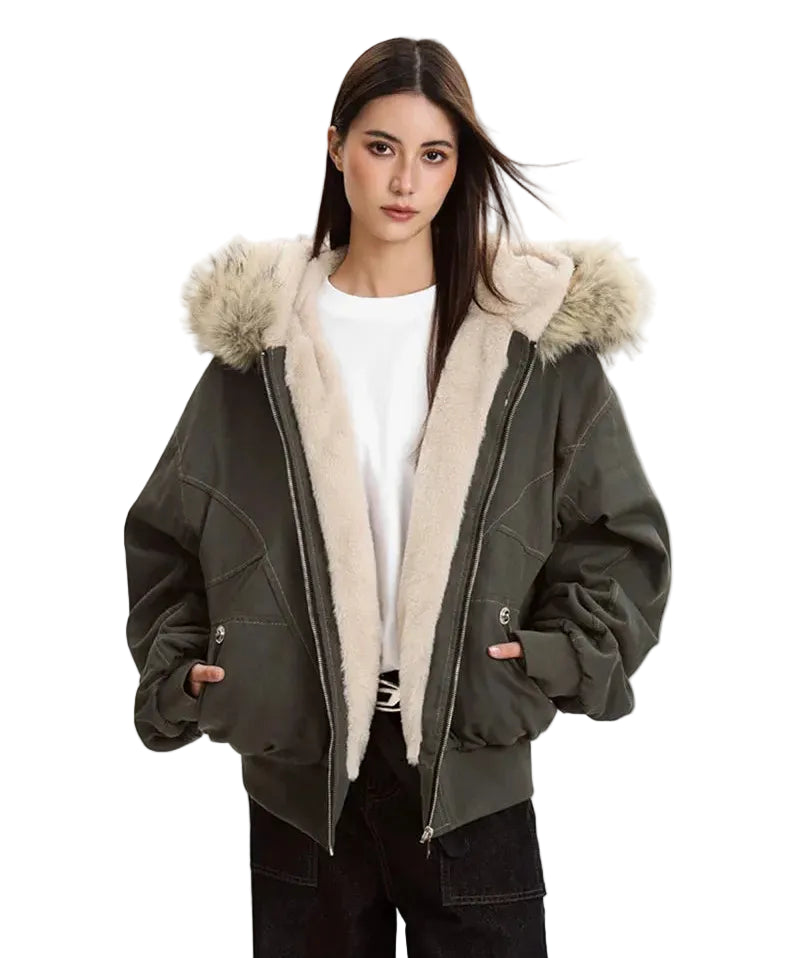 Women's padded barbour jacket in olive green, perfect for winter warmth
