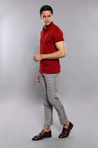 Basic Claret Red Men Polo T-Shirt – close up view