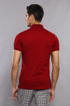 Basic Claret Red Men Polo T-Shirt – full look view
