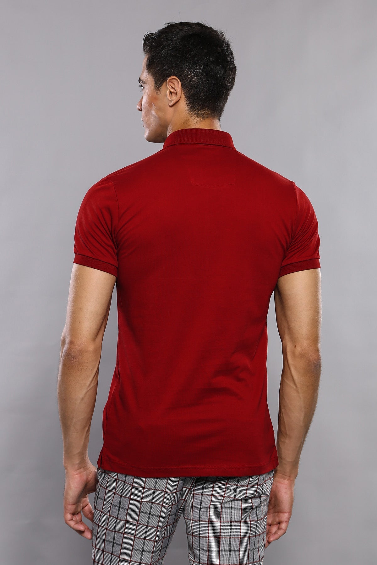Basic Claret Red Men Polo T-Shirt – full look view