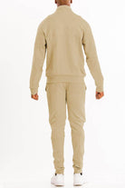 Men's 2PC Track Set in Beige featuring a basic solid track suit for comfortable casual wear