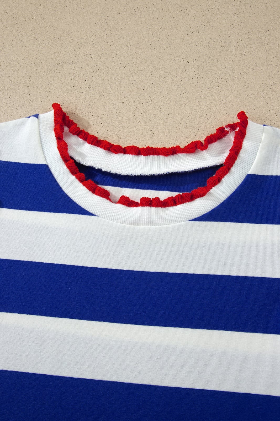 Stripe Contrast Trim Puff Sleeve Mini Dress