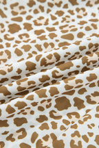 Leopard Drawstring Elastic Waist Straight Leg Pants