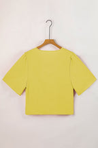 Solid Cowl Neck Draped 3/4 Sleeve Blouse