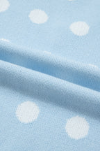 Polka Dot Puff Short Sleeve V-Neck Sweater