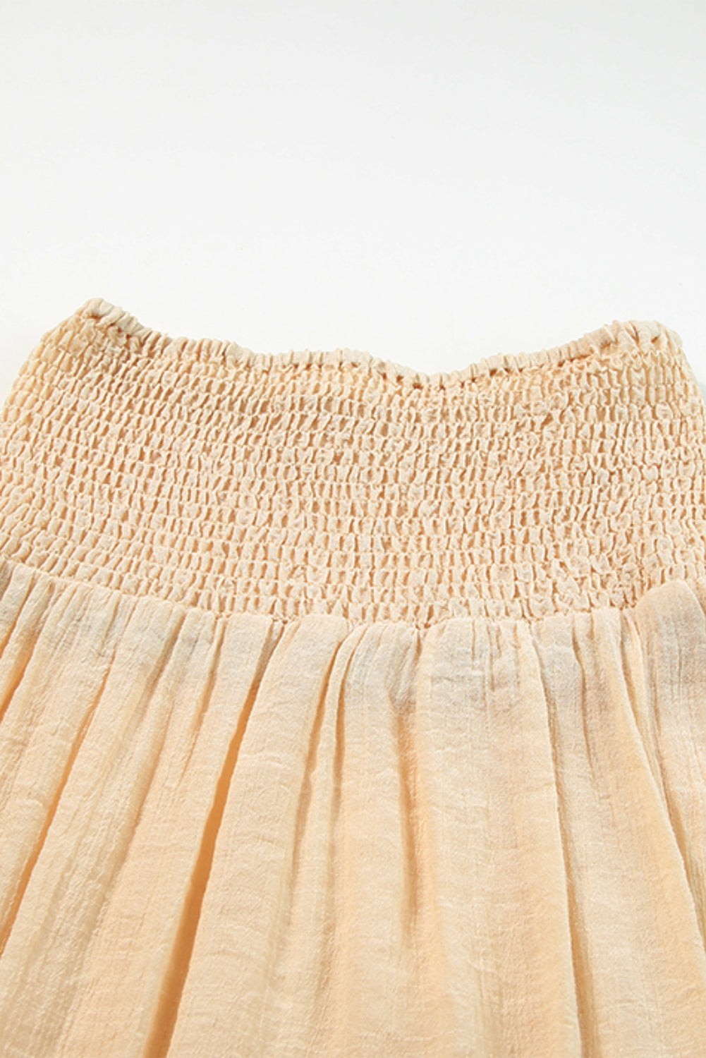 Solid Shirred High Waist Side Slit Beach Maxi Skirt