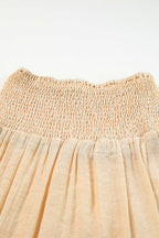 Solid Shirred High Waist Side Slit Beach Maxi Skirt
