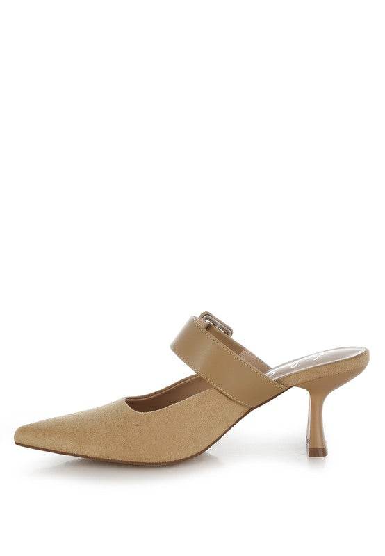 Onagra Microfiber Pointy Slip-On Mules - VacationGrabs