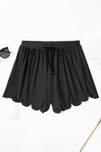 Scalloped Trim High Waist Beach Shorts