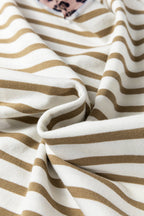Stripe Leopard Patchwork Round Neck T-Shirt
