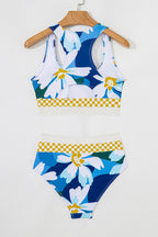 Floral Racerback Cutout High Waist Bikini Set