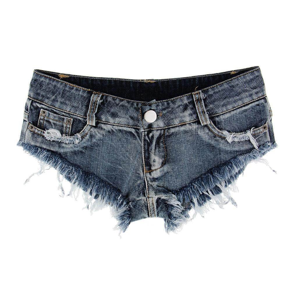 VacationGrabs beach club denim shorts with frayed hem for a stylish summer look