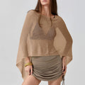 Light tan cover up for the beach, lightweight knit fabric