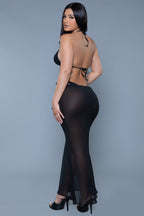 Women's black sheer cover up for the beach, lightweight and flowy