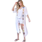 Davi & Dani Women's Beach Cover Up Cardigan with Colorful Embroidery and Loose Fit for Summer Outings