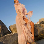 Pink sheer cover up for the beach, perfect for sunny days