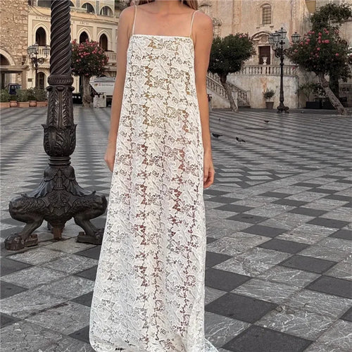 Women's white lace cover up for the beach, perfect for summer outings