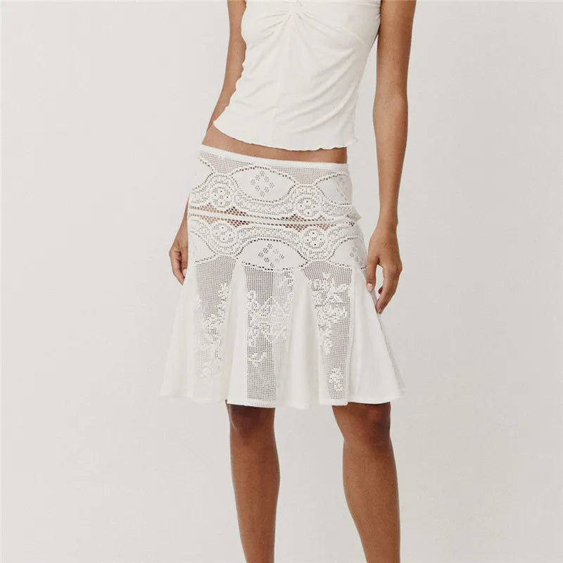 Women's white lace skirt, perfect cover up for the beach