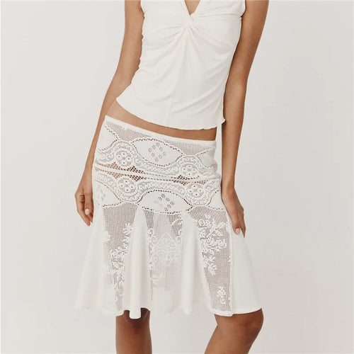 Women's white lace cover up for the beach, lightweight and stylish