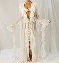 Women's white cover up for the beach with ruffle details