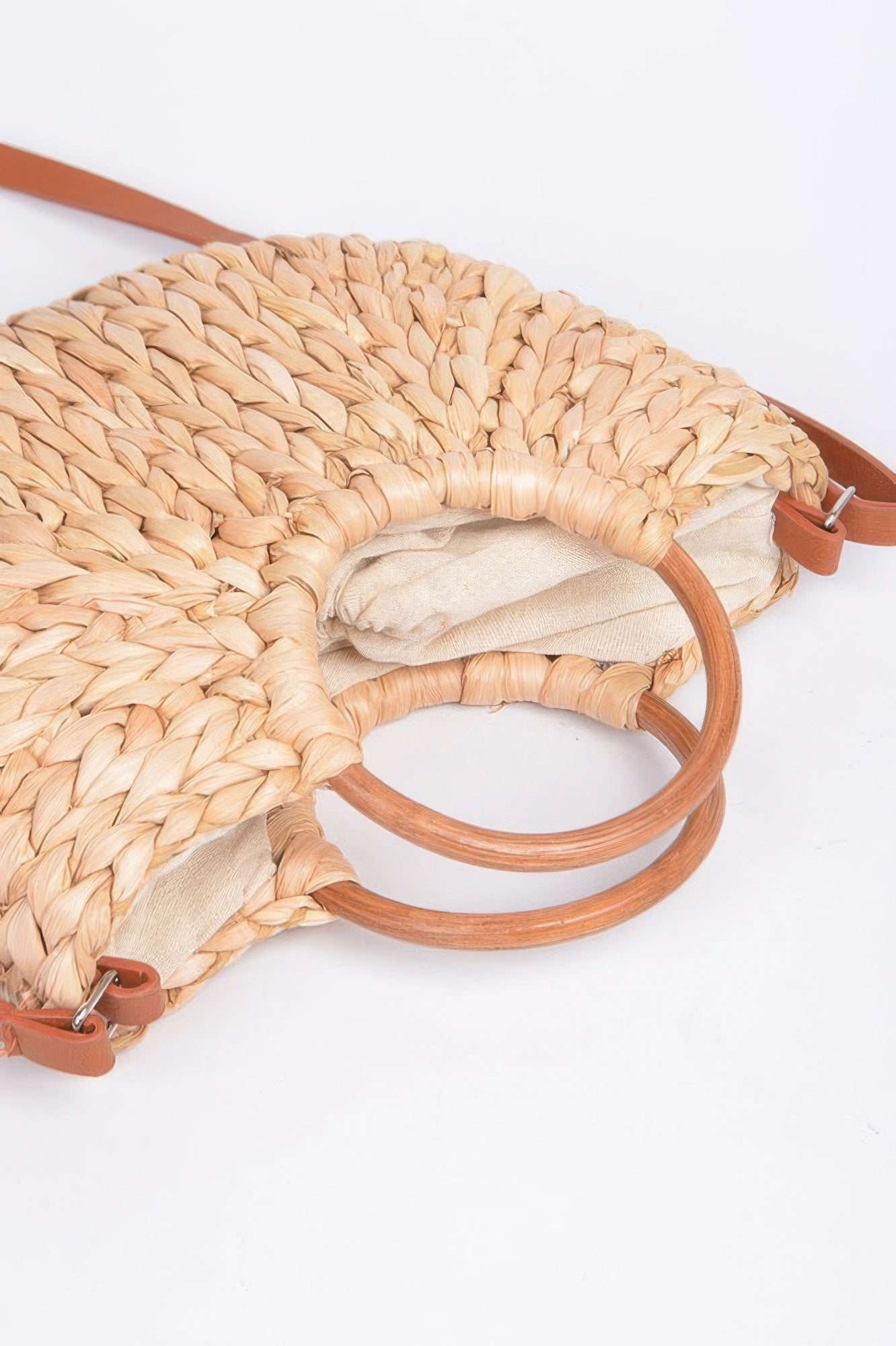 VacationGrabs beach date night clutch bag with woven straw design and dual handles