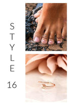 Stylish beach jewelry for vacation featuring a delicate toe ring and a gold arrow bangle ring