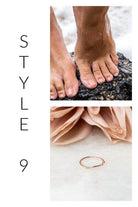 Delicate Aili's Corner Rose Gold Ring, perfect beach jewelry for vacation, styled with nature.