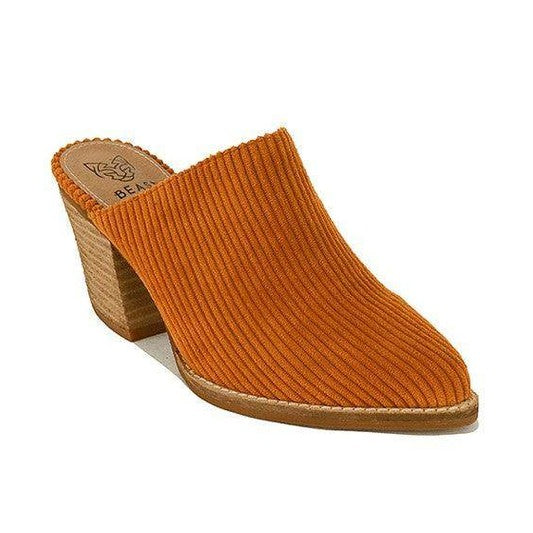 Let's See Style Women's Heels in Orange Ribbed Fabric, perfect vacation fashion footwear
