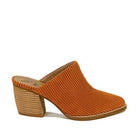 Let's See Style Women's Heels in Orange Ribbed Fabric, ideal for vacation fashion footwear