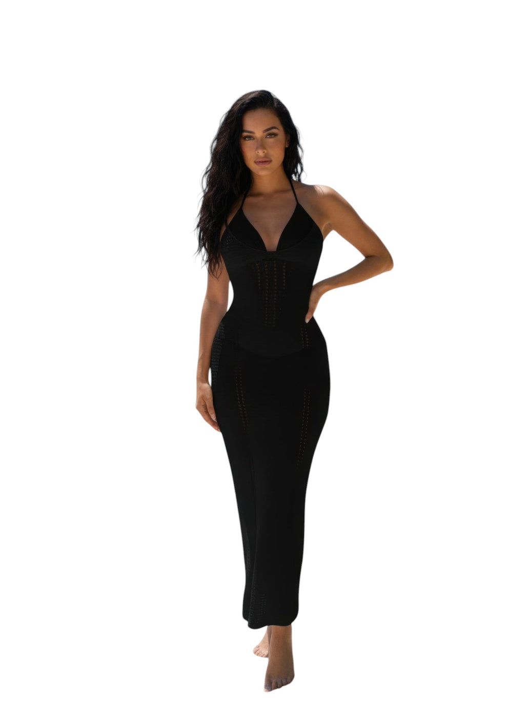 Women's black beach maxi dress, perfect for summer beach outings