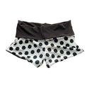 Men's black and white polka dot beach shorts, perfect for summer fun