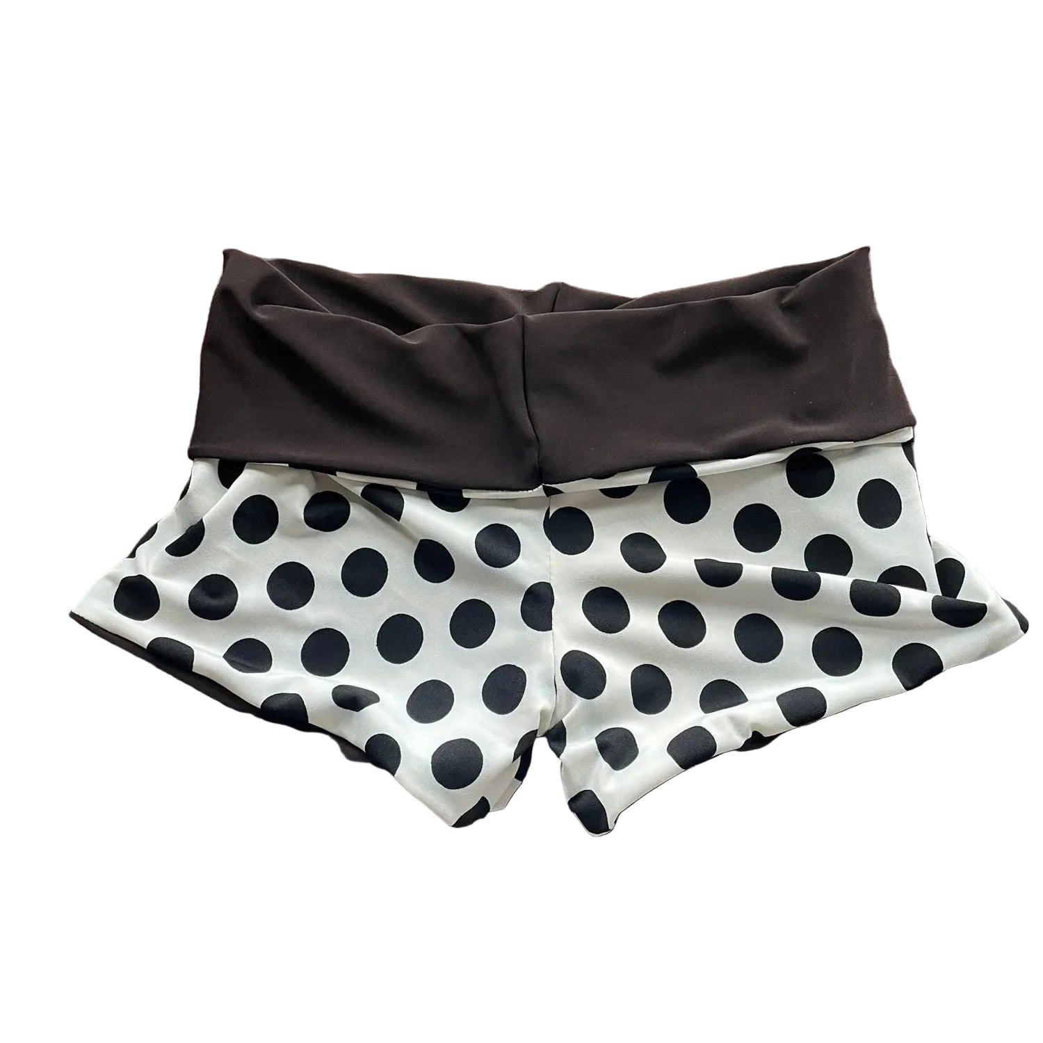 Men's black and white polka dot beach shorts, perfect for summer fun