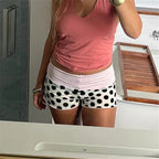Men's polka dot beach shorts in black and white for summer fun