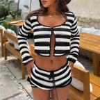 Black and white crochet beachwear bathing suits for stylish poolside fun