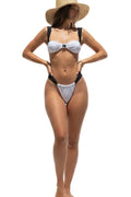 Women's black and white bikini set, perfect for beachwear bathing suits
