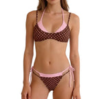 Brown polka dot bikini set for stylish beachwear bathing suits