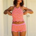 Women's pink and orange chevron beachwear bathing suits for summer fun