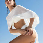 Women's white cover-up beachwear bathing suits, perfect for summer outings