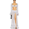 Women's polka dot beachwear bathing suits with stylish long cover-up