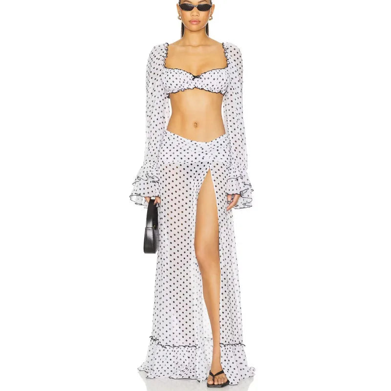 Women's polka dot beachwear bathing suits, stylish for summer outings