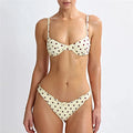 Women's polka dot bikini set, yellow, perfect for beachwear bathing suits