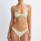 Women's polka dot bikini set, yellow, perfect for beachwear bathing suits