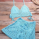VacationGrabs Women's Beachwear Cover Up in Light Blue Crochet Design for Summer Outings