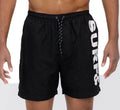 WEIV Men's Black Swim Trunks with Surf Print, perfect beachwear for vacations